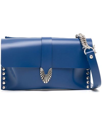 Toga Studded Leather Crossbody Bag - Blue