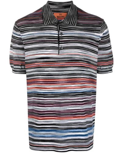 Missoni Striped Cotton Polo Shirt - Blue