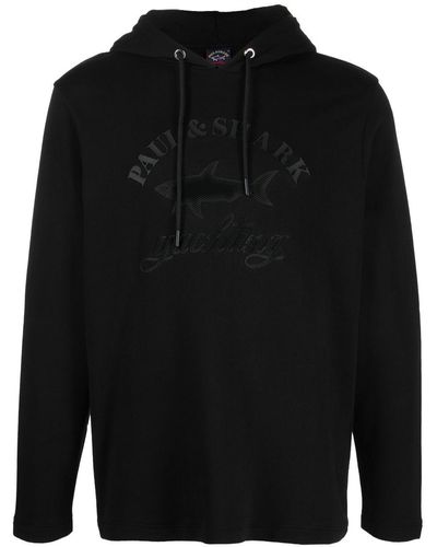 Paul & Shark Logo Print Cotton-jersey Sweatshirt - Black
