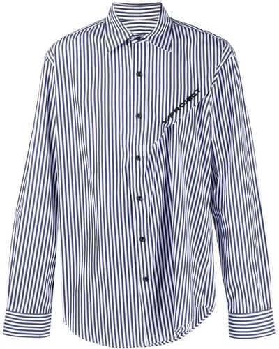 Y. Project Logo-embroidered Striped Shirt - Blue