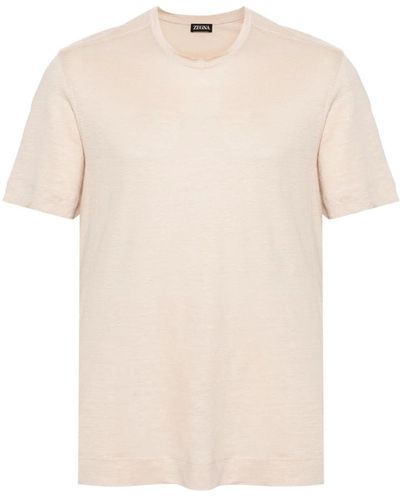 Zegna Crew-Neck Linen T-Shirt - Natural