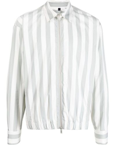 Lardini Striped Zip-up Jacket - White