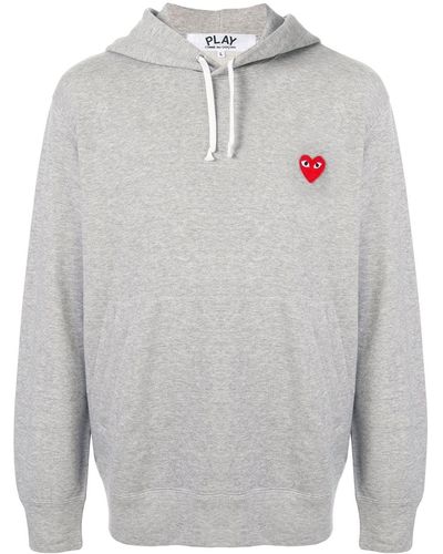 COMME DES GARÇONS PLAY Embroidered Heart Cotton Hoodie - Grey