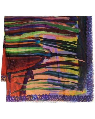 Givenchy Abstract-print Frayed Scarf - Multicolour