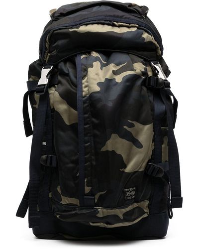 Porter-Yoshida and Co Camouflage-print Multiple-pocket Backpack - Black