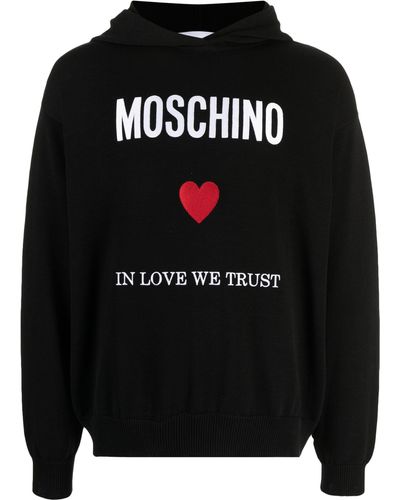 Moschino Slogan-print Cotton Hoodie - Black