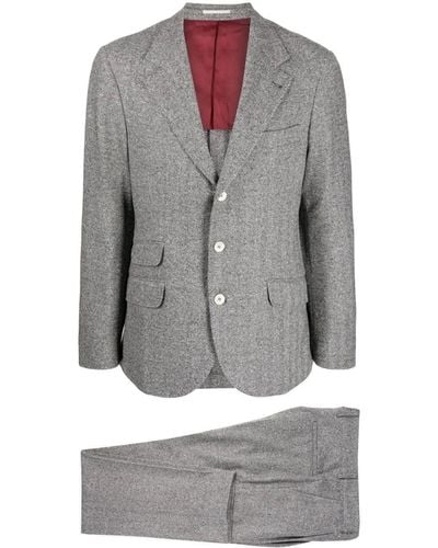 Brunello Cucinelli Wool-blend Herringbone Two-piece Suit - Gray
