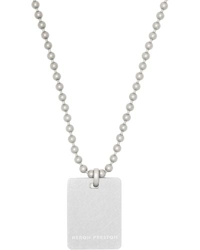 Heron Preston Logo-Tag Brass Necklace - White