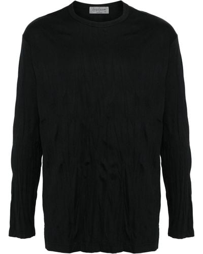 Yohji Yamamoto Creased Long-sleeved T-shirt - Black