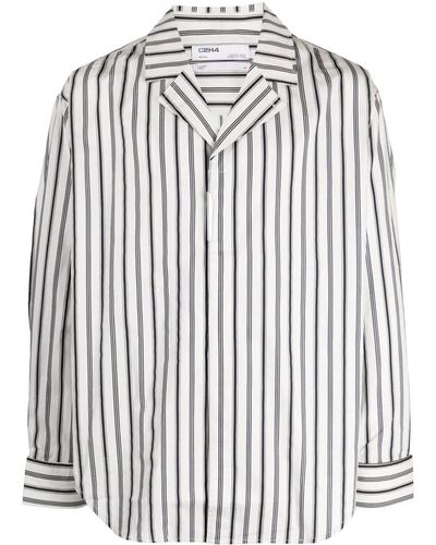 C2H4 Striped Camp Collar Cotton Shirt - Multicolour