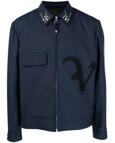 Toga Virilis Logo-patch Wool-blend Shirt Jacket - Blue