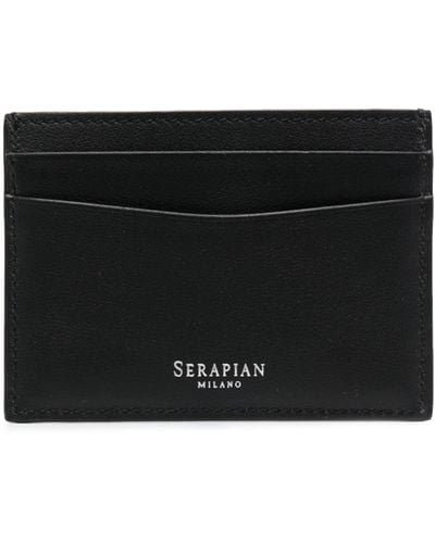 Serapian Mosaico Leather Card Holder - Black