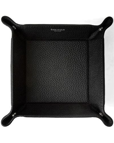Serapian Cachemire Leather Desk Tray - Black