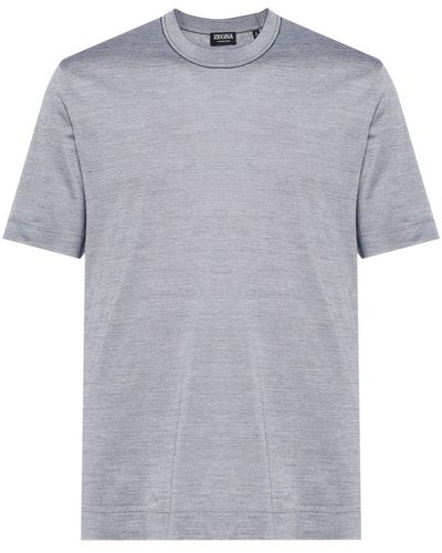 Zegna Crew-Neck Cotton-Blend T-Shirt - Grey
