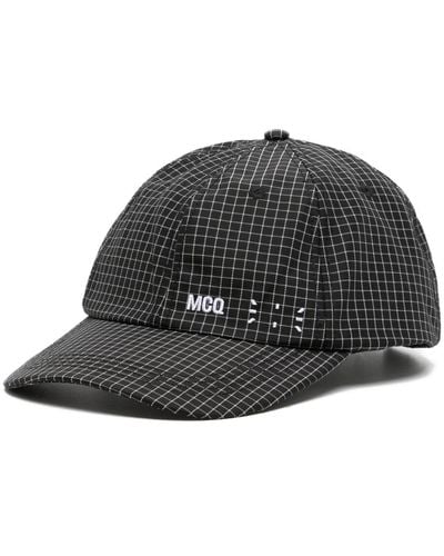 McQ Logo-embroidered Grid-pattern Cap - Black
