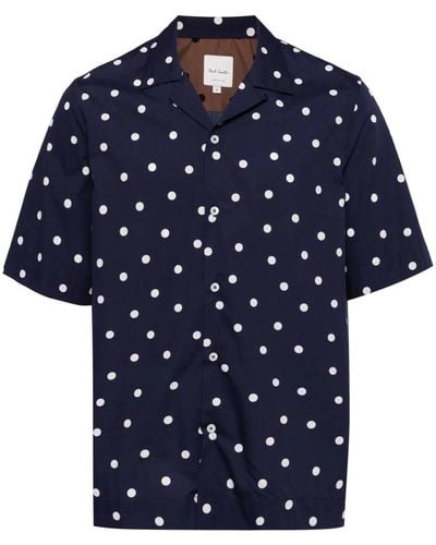 Paul Smith Polka Dot-Print Cotton Shirt - Blue