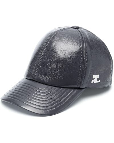 Courreges Logo-embroidered Glossy-finish Cap - Gray