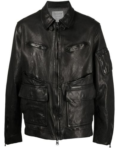 Yohji Yamamoto Zip-up Leather Jacket - Black