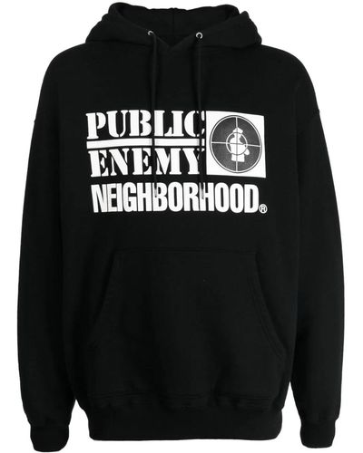 Neighborhood X Public Enemy Logo-print Cotton Hoodie - Black
