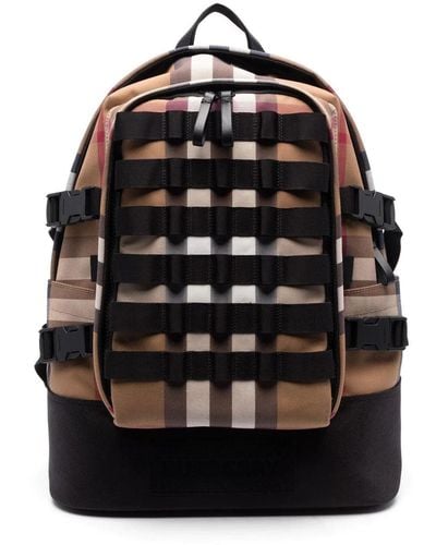 Burberry Check-pattern Backpack - Black