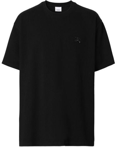 Burberry Crystal Ekd Cotton Jersey T-shirt - Black