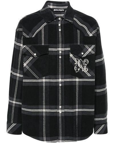 Palm Angels Checked Cotton-flannel Shirt Jacket - Black