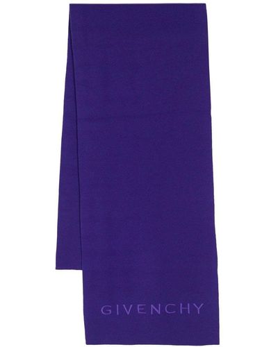 Givenchy Logo-embroidery Wool Scarf - Purple