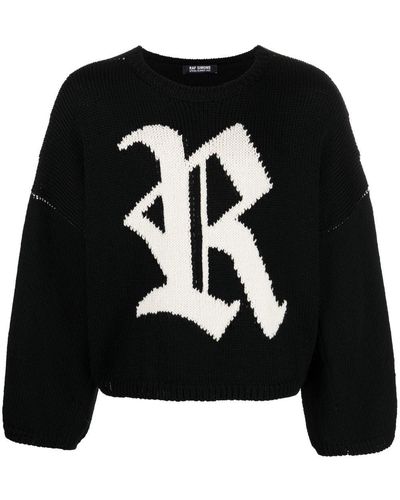 Raf Simons Intarsia-knit Long-sleeve Sweater - Black