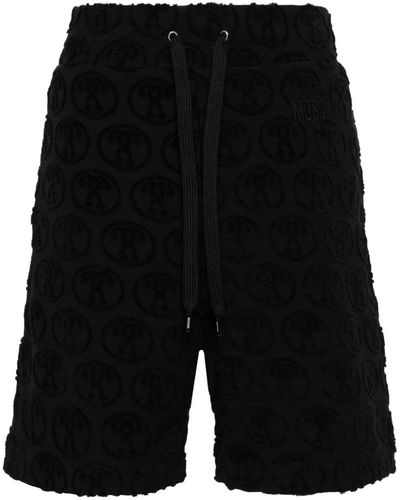 Moschino Logo-flocked Drawstring Track Shorts - Black