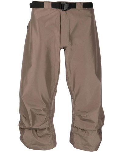 GR10K Buckle-fastening Satin Cropped Pants - Brown
