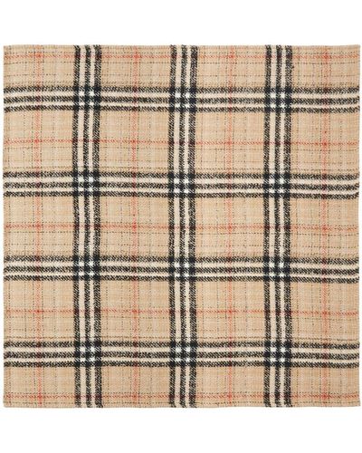 Burberry Checked Cashmere-Silk Blend Tweed Blanket - Metallic