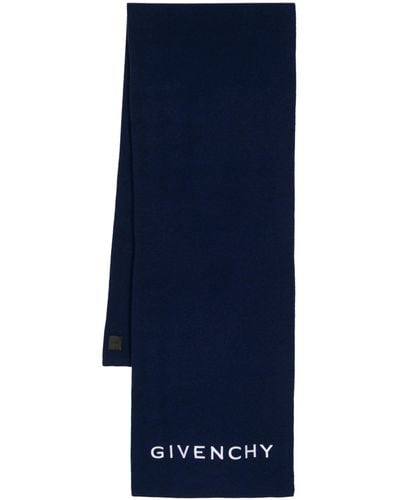 Givenchy Logo-embroidered Fine-knit Scarf - Blue