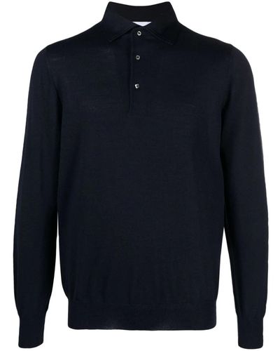 Lardini Fine-knit Wool Polo Shirt - Blue