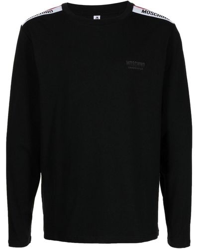 Moschino Logo-Tape Long-Sleeve T-Shirt - Black