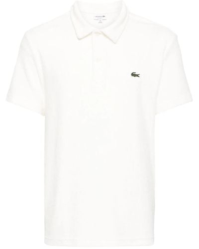 Lacoste Logo-Appliqué Velvet Polo Shirt - White