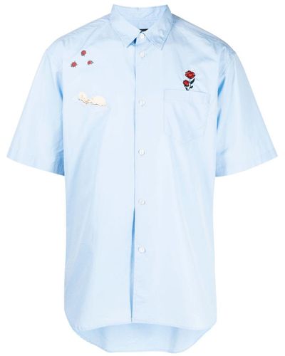 Undercover Patch-detail Cotton Shirt - Blue