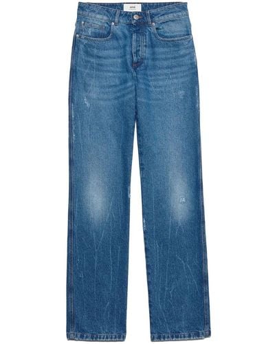 Ami Paris Low-rise Straight-leg Jeans - Blue