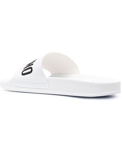 Moschino Logo-Print Slide Sandals - White