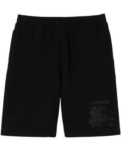 Burberry Logo-embroidered Cotton Track Shorts - Black