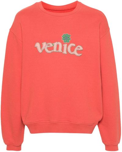 ERL Venice-Patch Cotton Sweatshirt - Pink