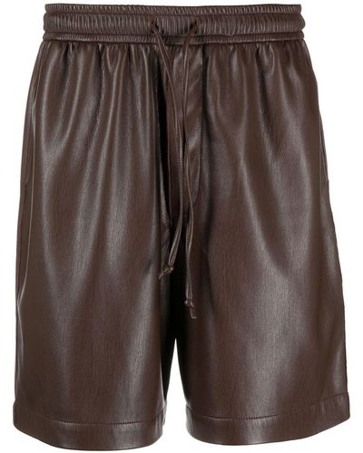 Nanushka Drawstring-waist Faux-leather Shorts - Grey