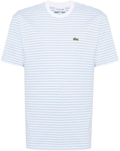 Lacoste Striped Cotton T-shirt - Blue