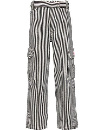 KENZO Straight-Cut Striped Army Jeans - Grey