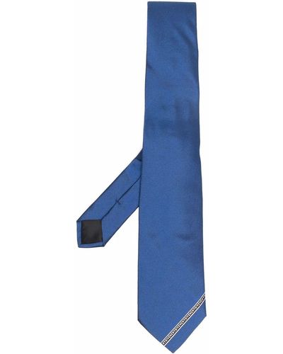 Givenchy Logo Embroidered Silk Tie - Blue