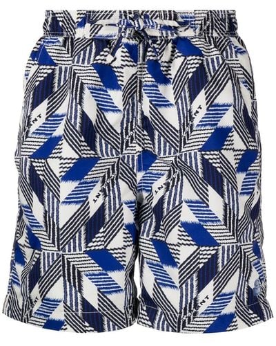 Isabel Marant Geometric Print Swim Shorts - Blue