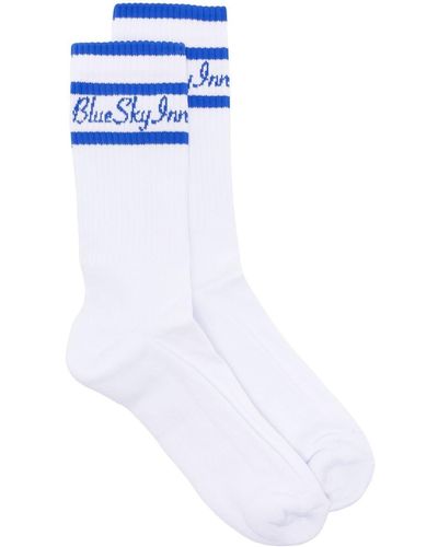 BLUE SKY INN Ribbed Logo-embroidered Ankle Socks - White