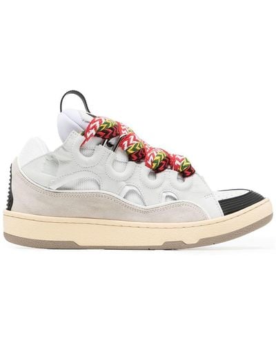 Lanvin Curb Panelled High-Top Trainers - Pink