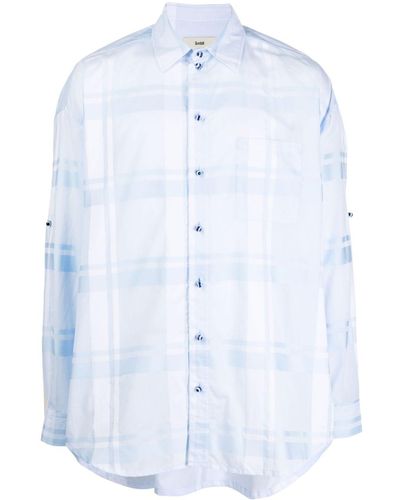 GmbH Semi-sheer Plaid Cotton Shirt - Blue