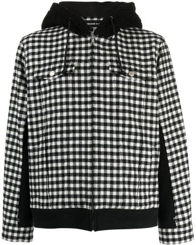 Undercover Check-print Hooded Jacket - Black