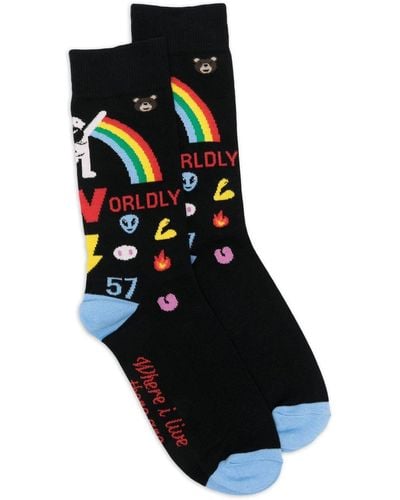 Walter Van Beirendonck Wool Rainbow Socks - Black
